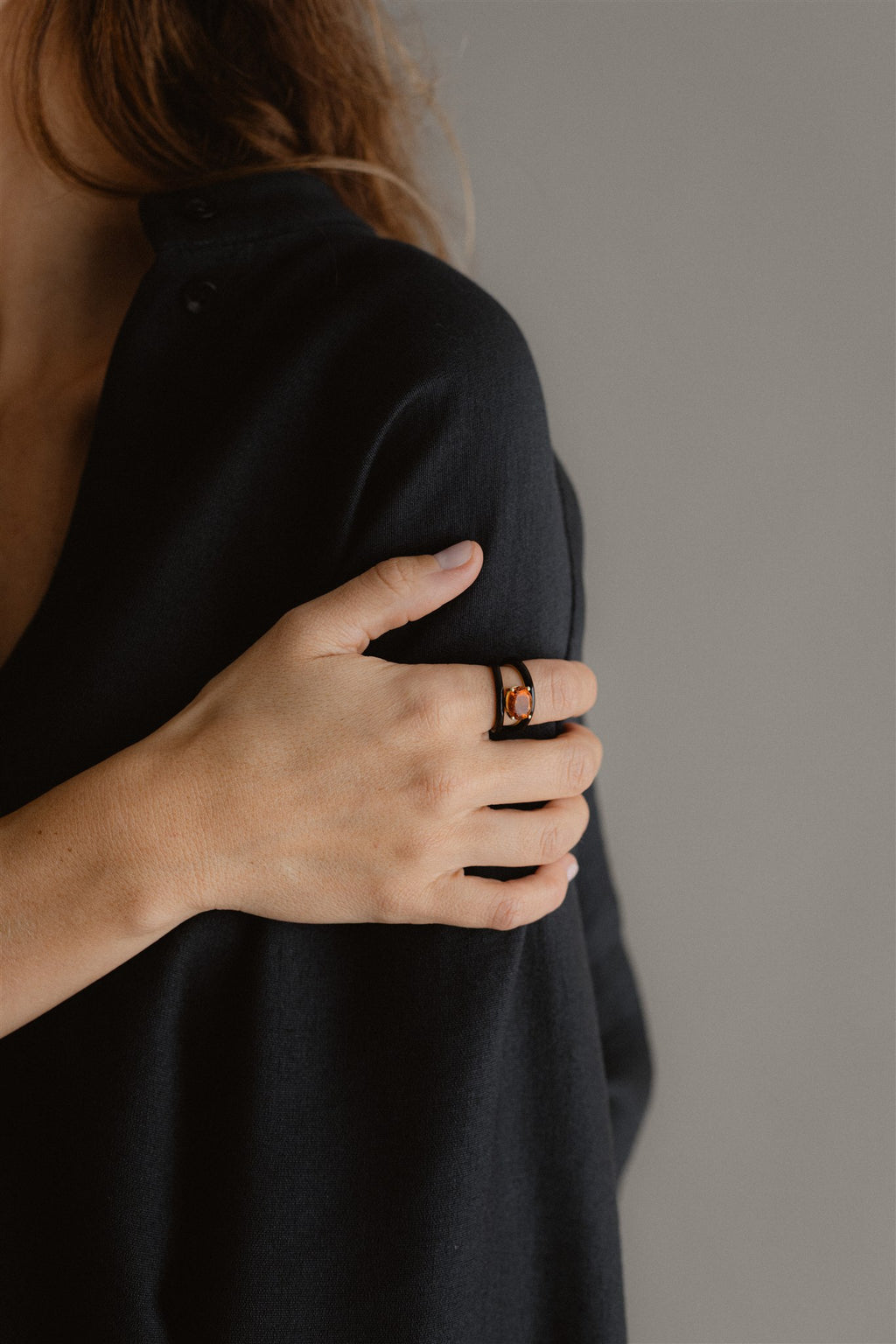 Anillo doble aro de onix y cuarzo palmeira